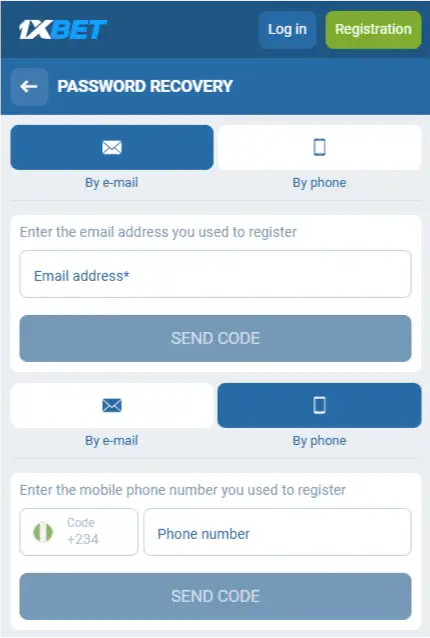 you can reset your password in 1xbet via phone number or email, depending on what you used to register